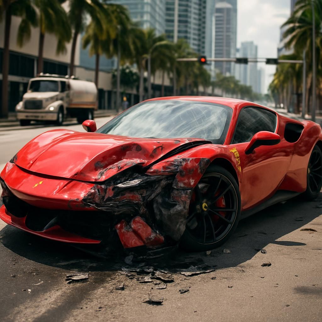 un incident spectaculaire : après avoir causé des dégâts à une ferrari, le coupable prend la fuite à toute allure.