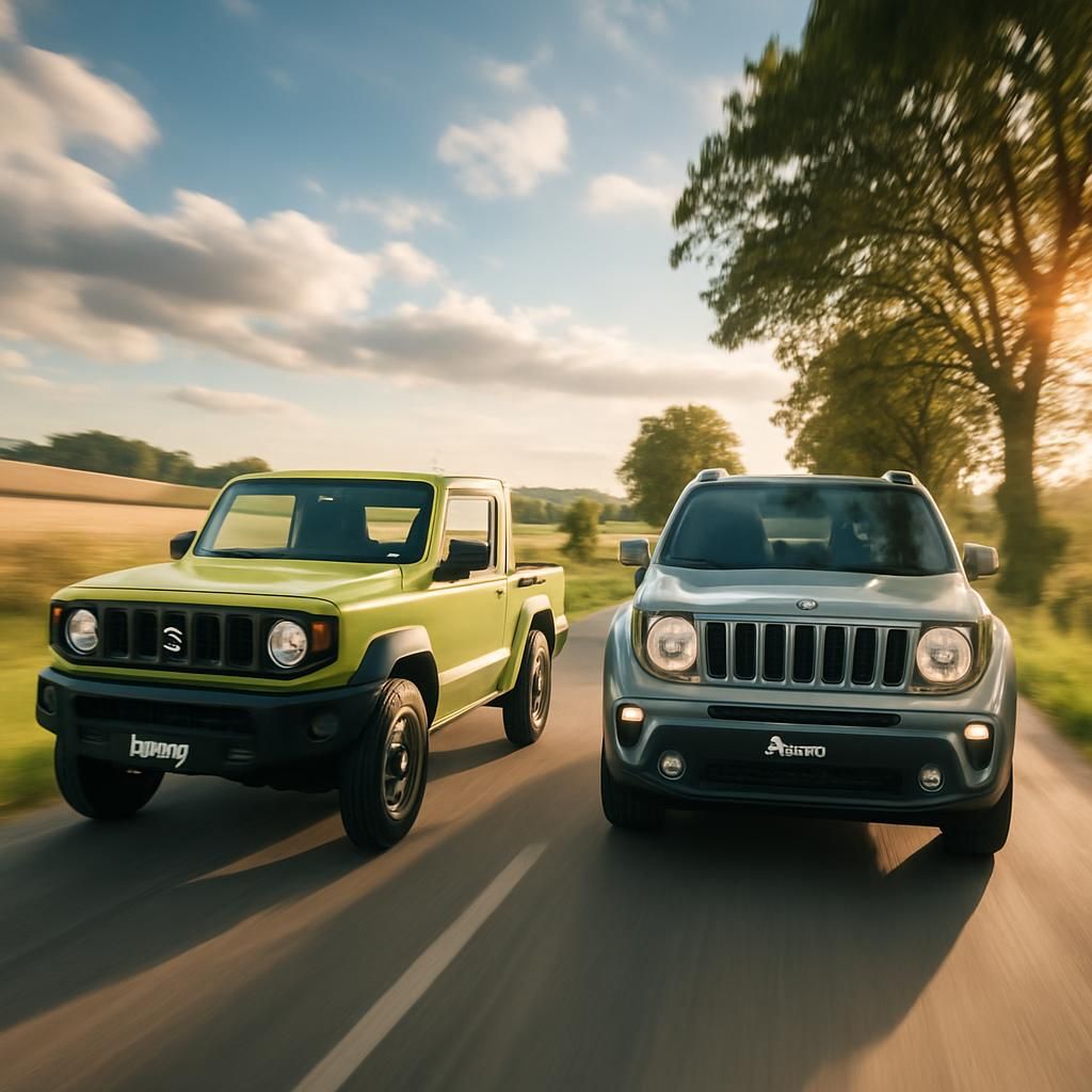 découvrez le duel entre le suzuki jimny vu et le jeep renegade 4xe, deux baroudeurs robustes et éligibles sans malus pour vos aventures tout-terrain.