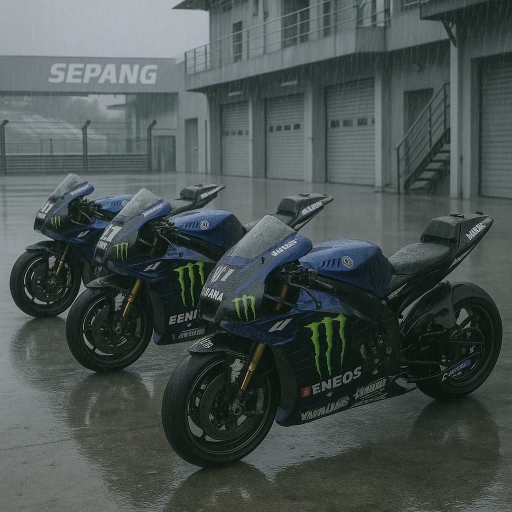 suivez le deuxième jour des tests à sepang où yamaha a été stoppé par la pluie, sans aucun tour chronométré enregistré.