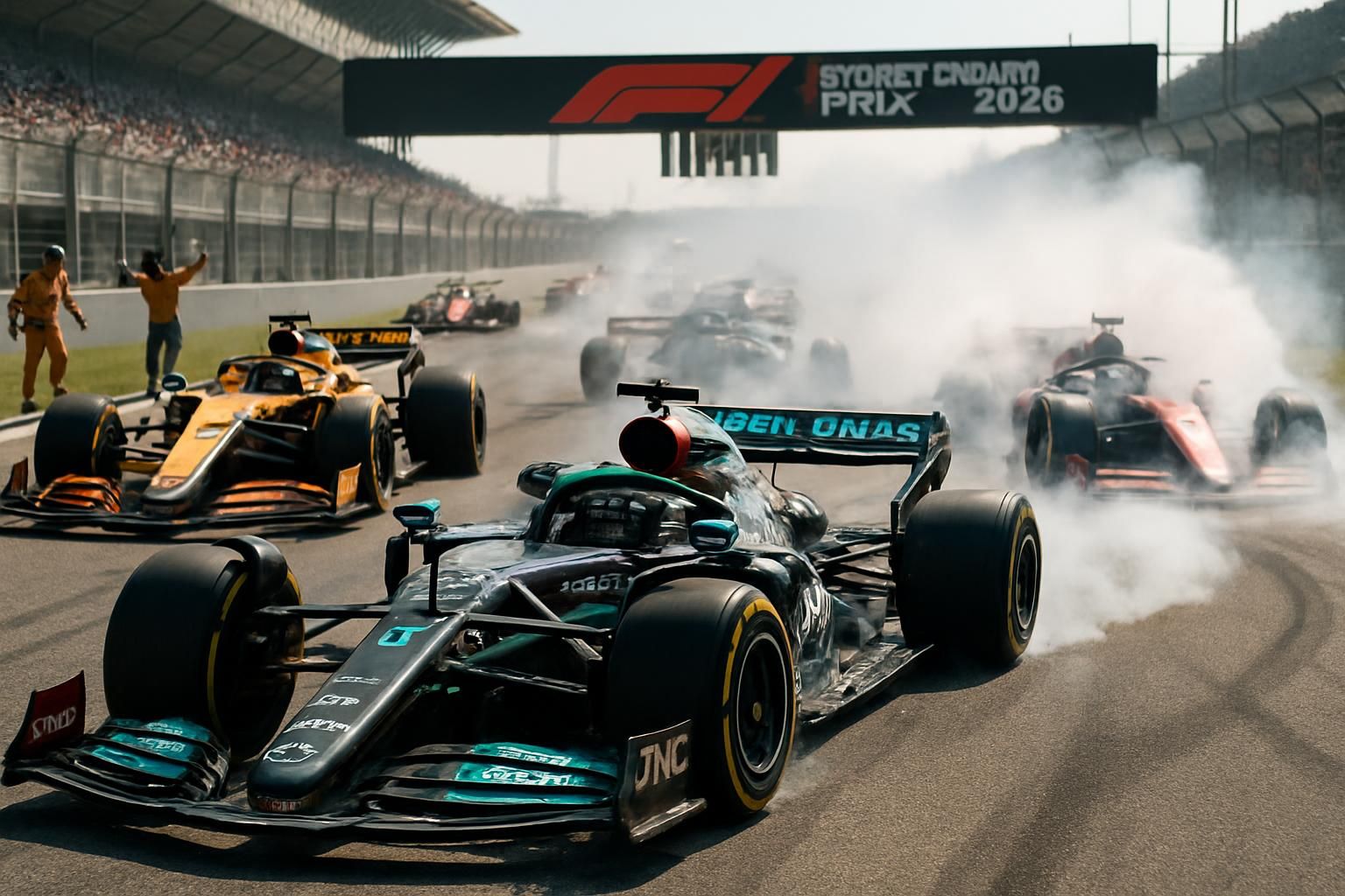 revivez les moments forts du grand prix de chine 2026 : lewis hamilton surprend mercedes, mclaren abandonne prématurément et isack hadjar réalise un tête-à-queue spectaculaire lors d'un départ intense!