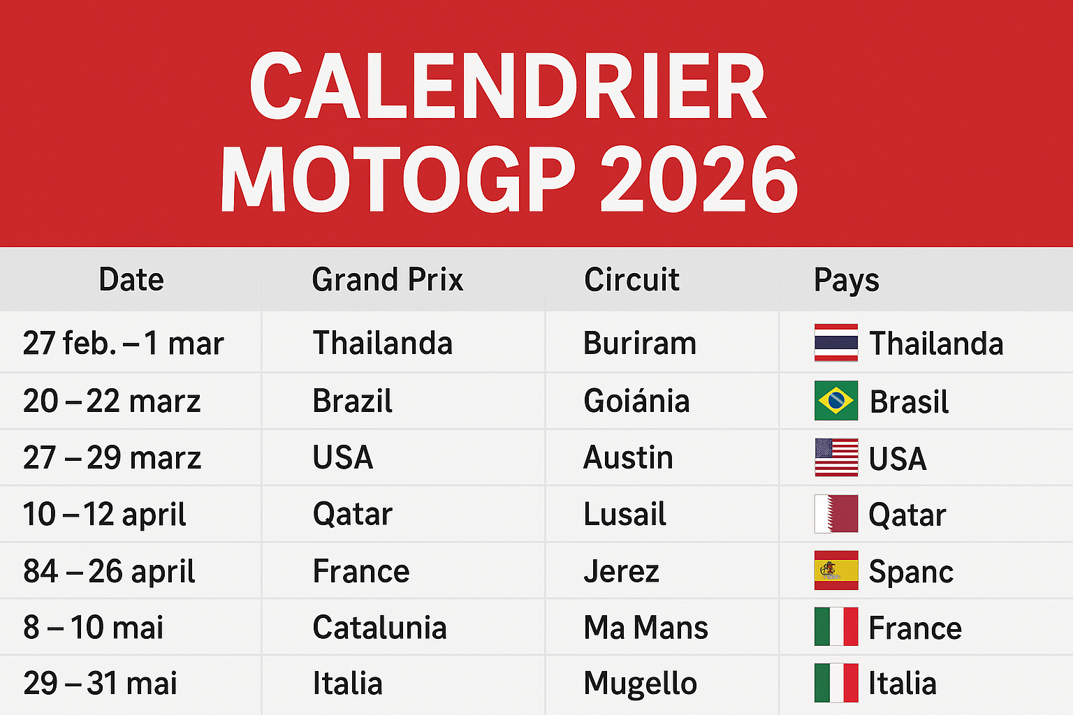 découvrez le calendrier complet du grand prix des amériques motogp 2026 avec toutes les dates et informations essentielles pour ne rien manquer de cette saison passionnante.