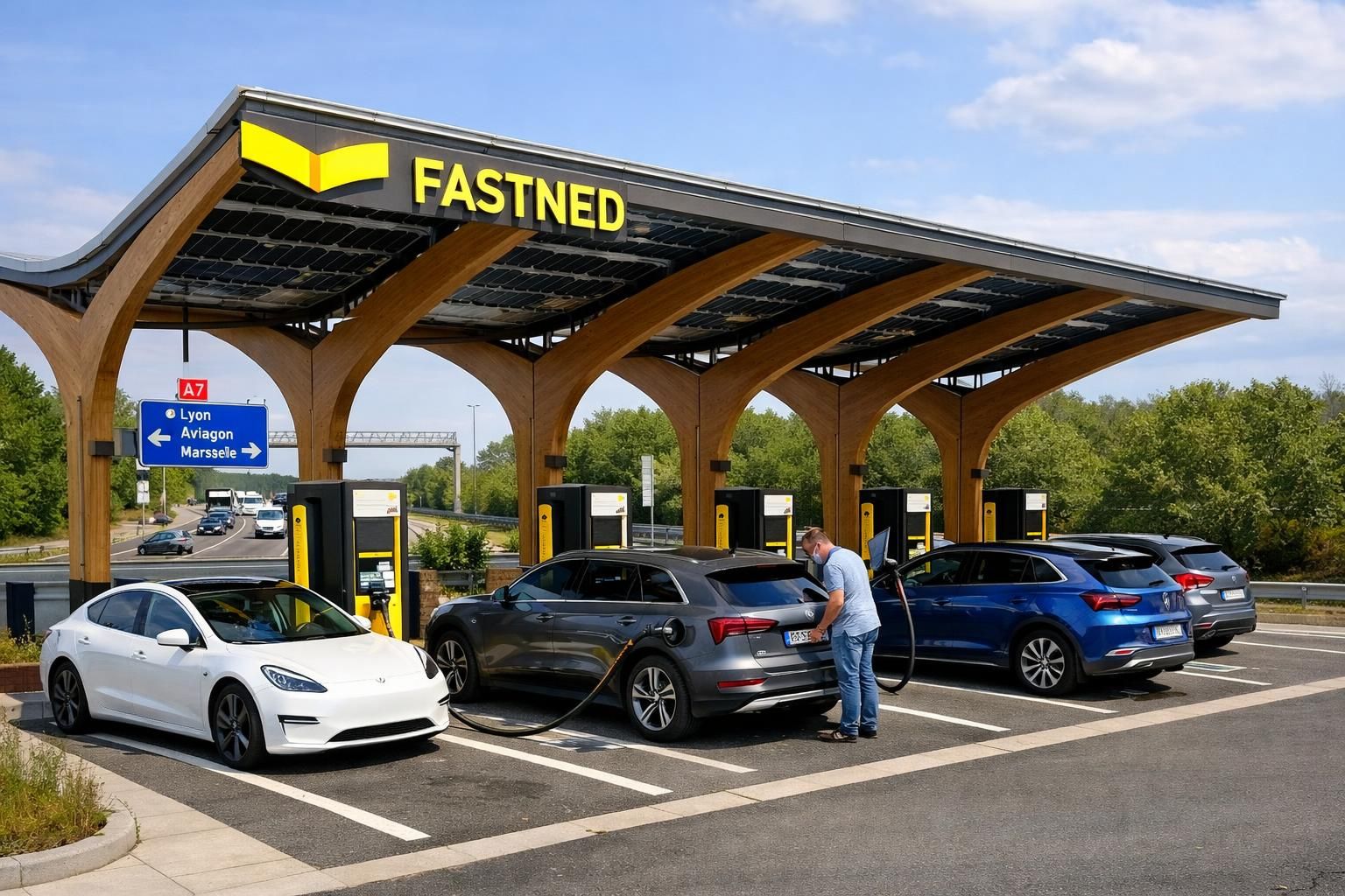 fastned offre la recharge gratuite pour voitures électriques sur l'autoroute a7, facilitant vos trajets longs avec une solution rapide et écologique.