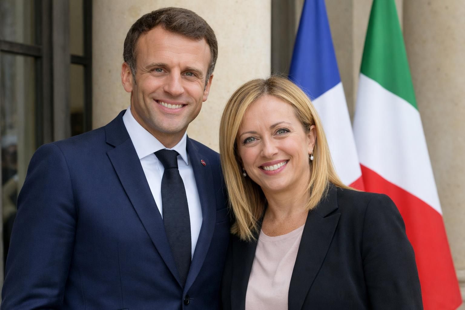 giorgia meloni arrive en france à bord de sa fière alfa romeo stelvio rouge pour une rencontre officielle avec emmanuel macron, marquant une étape importante dans les relations franco-italiennes.