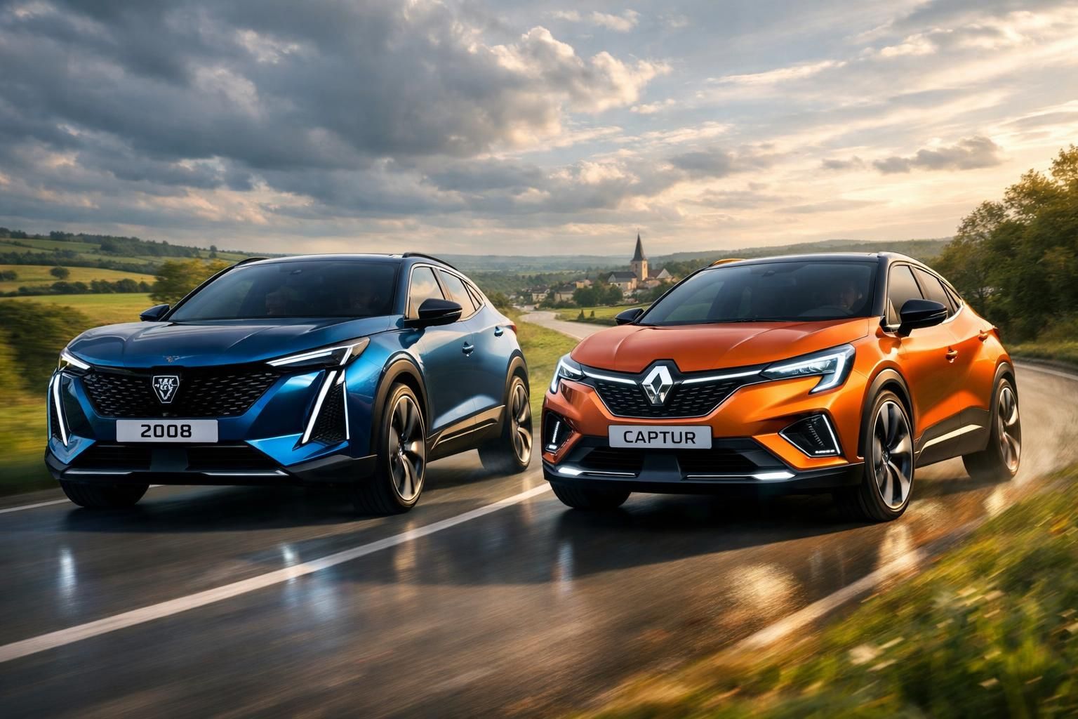 découvrez le troisième round du duel emblématique des suv français en 2028 entre la peugeot 2008 et la renault captur, avec nos illustrations exclusives et une analyse complète.