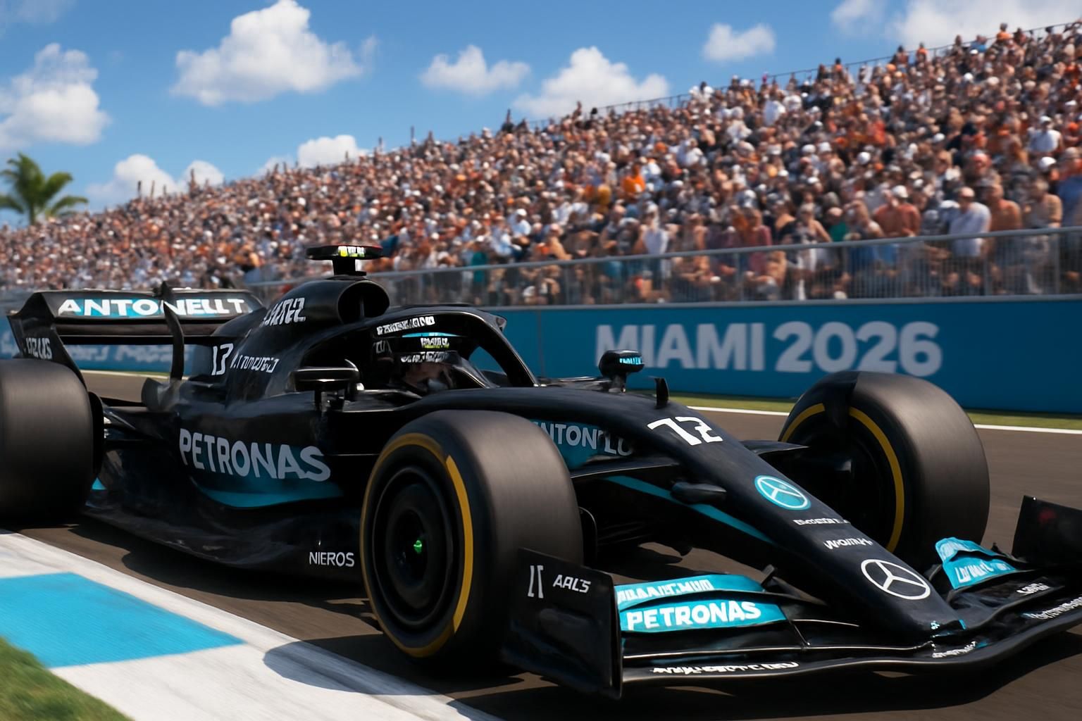 revivez le grand prix de miami 2026 où kimi antonelli remporte sa troisième victoire tandis que charles leclerc chute dramatiquement dans le dernier tour. découvrez le classement complet de la course.