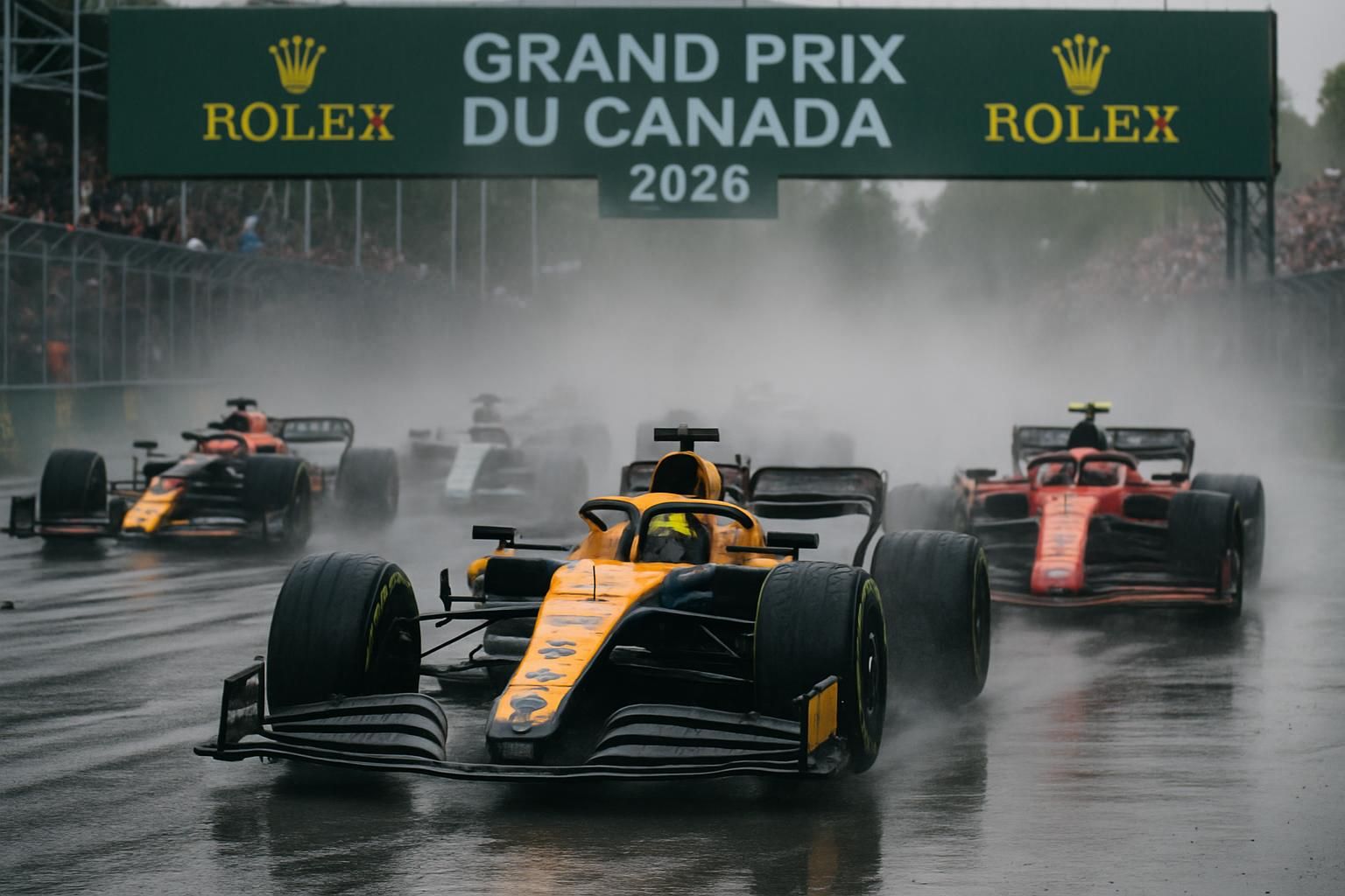 Grand Prix du Canada 2026 – Retour sur un départ chaotique avant que Norris prenne l’avantage en tête grâce à ses pneus intermédiaires ! revivez le grand prix du canada 2026 avec un départ chaotique, suivi d'une remontée spectaculaire de lando norris qui prend la tête grâce à ses pneus intermédiaires.