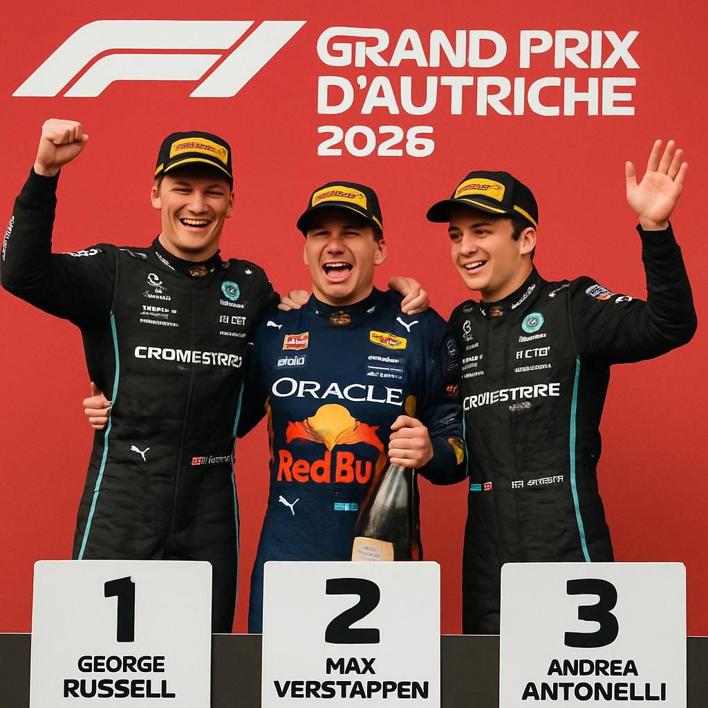 Grand Prix d’Autriche 2026 : Russell triomphe, Verstappen et Antonelli complètent le podium – découvrez le classement complet de la course revivez le grand prix d’autriche 2026 avec la victoire de russell, suivi de verstappen et antonelli sur le podium. découvrez le classement complet et les temps forts de la course.