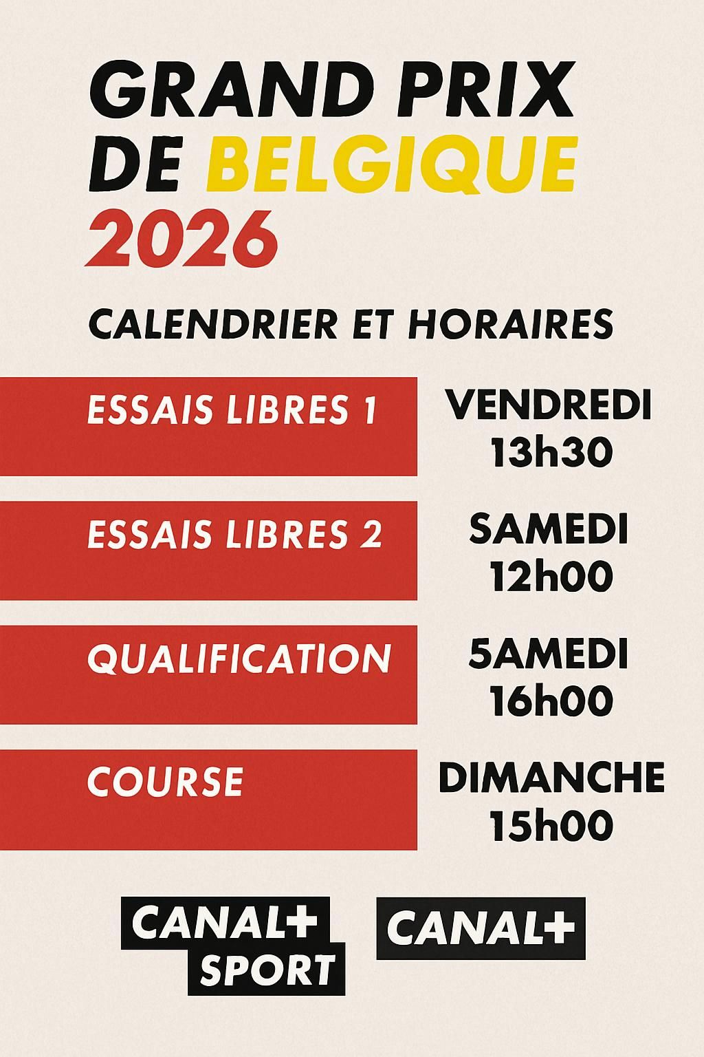 Grand Prix de Belgique 2026 : résumé complet de la première séance d'essais libres et guide du week-end avec horaires et diffusion en direct découvrez le résumé complet de la première séance d'essais libres du grand prix de belgique 2026, ainsi que notre guide essentiel du week-end avec les horaires et les informations pour suivre la course en direct.