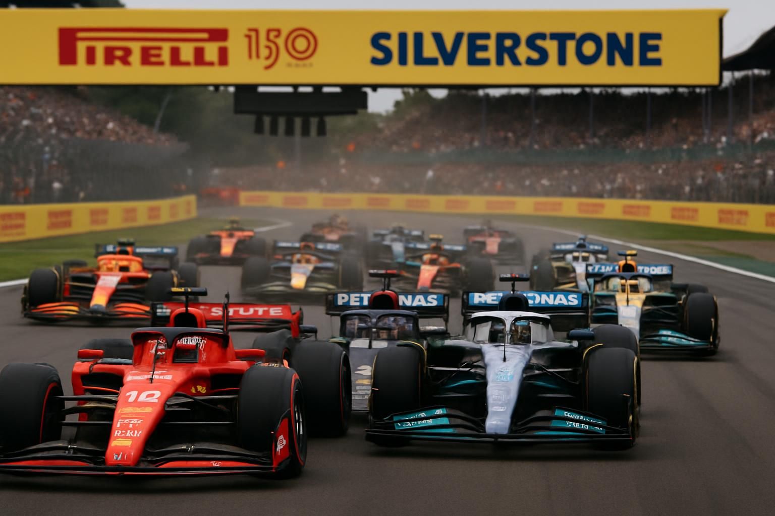 revivez le grand prix de grande-bretagne 2026 avec un départ intense : antonelli trahi par les ferrari, tandis que leclerc devance hamilton dans une course pleine de rebondissements. découvrez la vidéo exclusive dès maintenant !