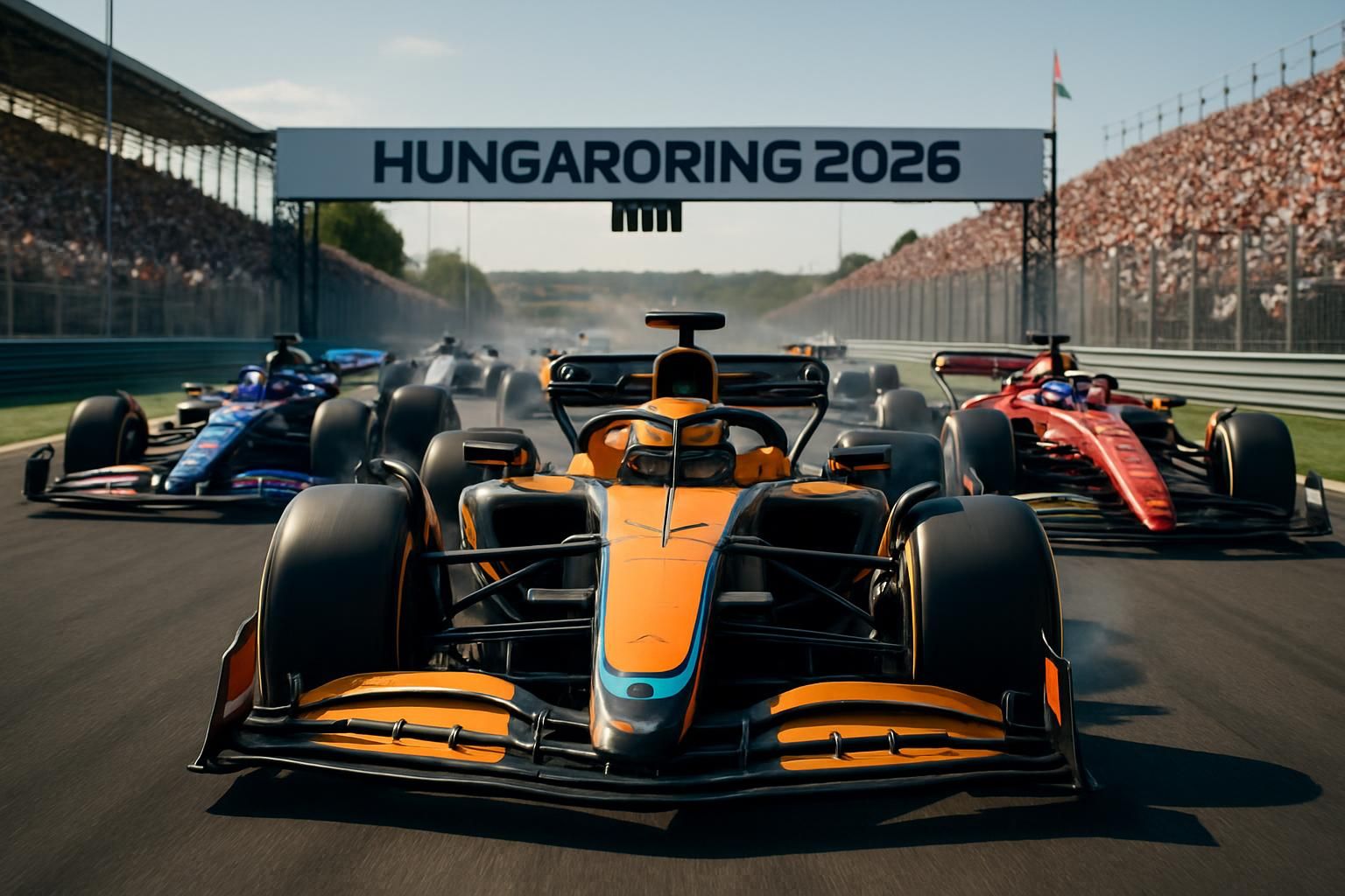revivez le départ spectaculaire du grand prix de hongrie 2026 avec notre vidéo exclusive : piastri prend la tête tandis que leclerc rétrograde de trois places dans une course pleine de rebondissements.