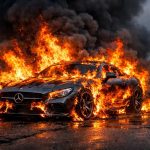 Incendie incontrôlable : un prototype de Mercedes SL consumé par les flammes, personne n’a pu l’éteindre un prototype de mercedes sl a été totalement détruit par un incendie incontrôlable. malgré les efforts, personne n'a pu éteindre les flammes qui ont consumé le véhicule.