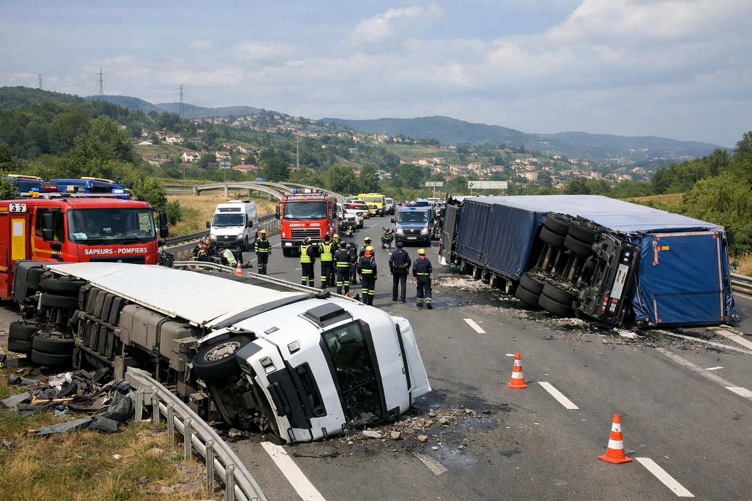 Sur l'autoroute près de Saint-Étienne, une tornade spectaculaire renverse plusieurs camions découvrez les images impressionnantes d'une tornade spectaculaire sur l'autoroute près de saint-étienne, provoquant le renversement de plusieurs camions et perturbant la circulation.