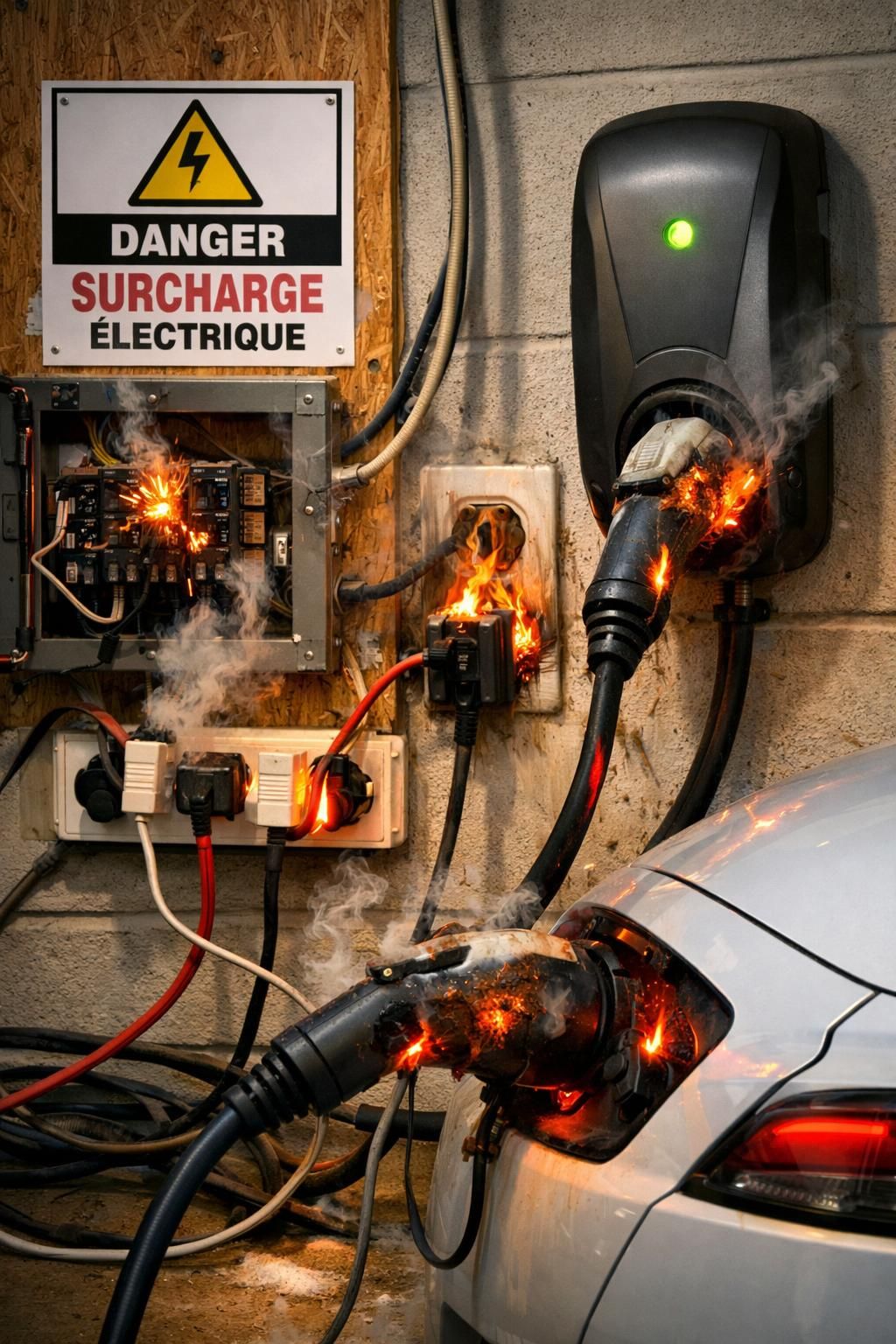 découvrez les dangers méconnus de la recharge d'une voiture électrique sur une prise domestique classique et apprenez comment éviter les risques pour votre sécurité.