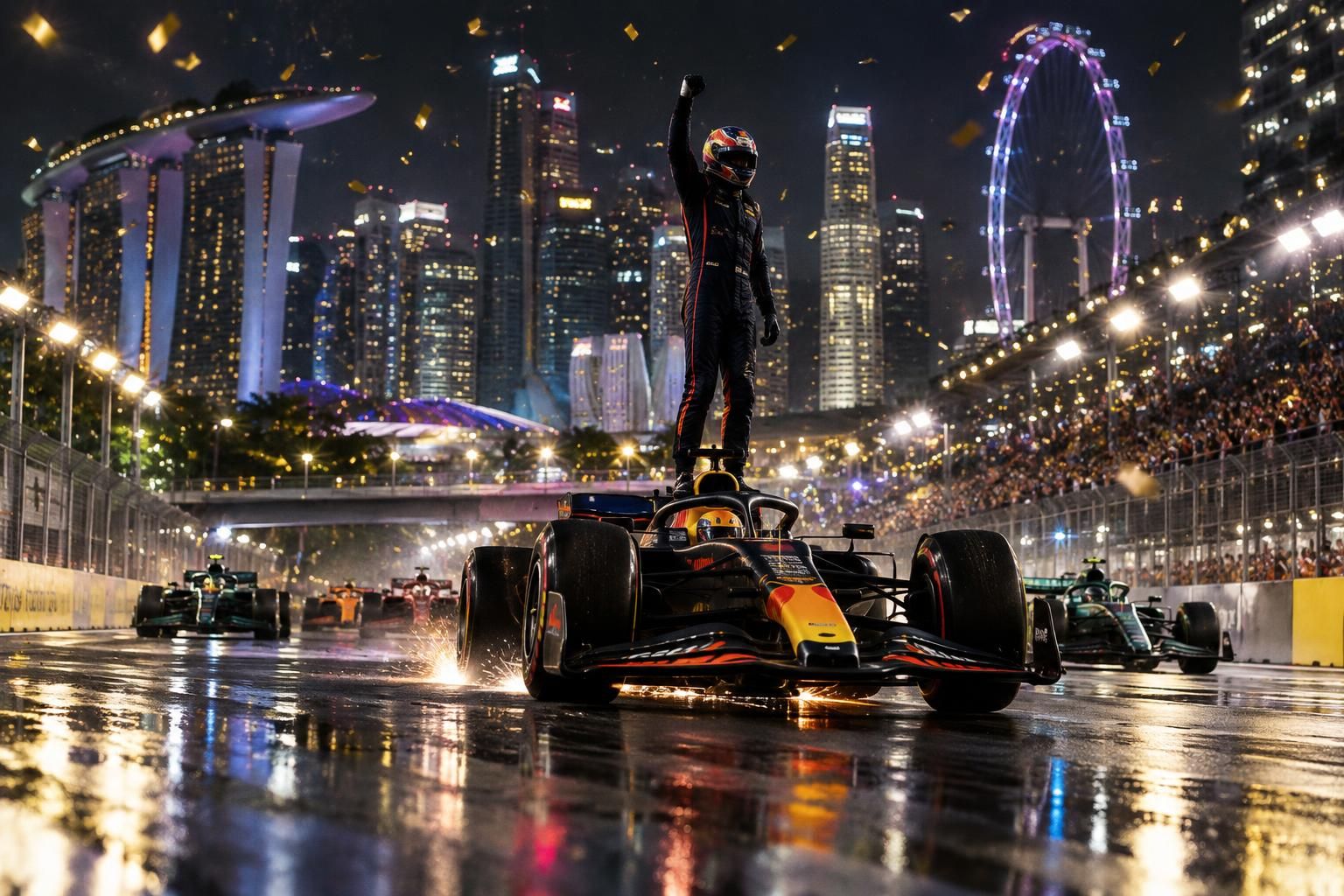 max verstappen triomphe enfin à marina bay lors du grand prix de singapour 2026. découvrez le résumé de la course et le classement complet.